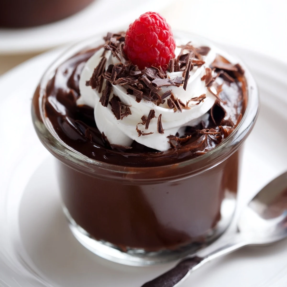 Beautifully garnished dark chocolate mousse, a French-inspired dessert treat with fresh berries.