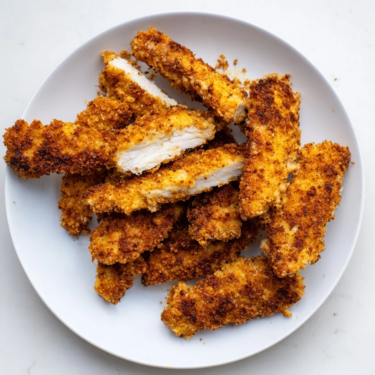 View of freshly cooked crispy chicken, offering a delicious, irresistible, savory meal.