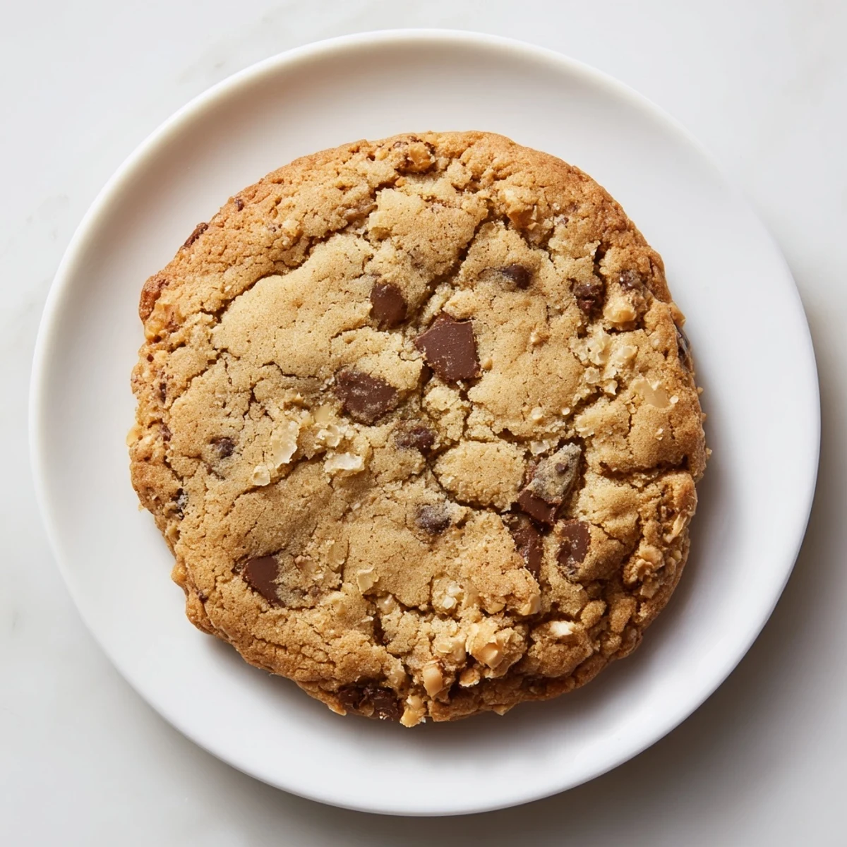 Warm Edge Crispy Cookies with a delightful crunch, speckled with chocolate chips, perfect with a mug of milk.