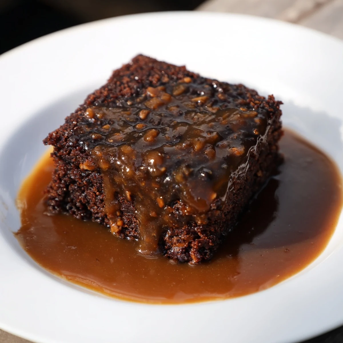 Warm, glistening Sticky Date Pudding with toffee sauce, perfect for a comforting dessert experience.