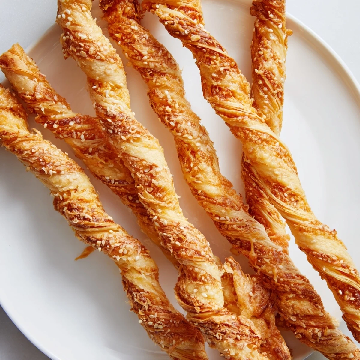 A close-up of delicious Savory Cheese Straws on a baking sheet, ready to serve as an appetizer.