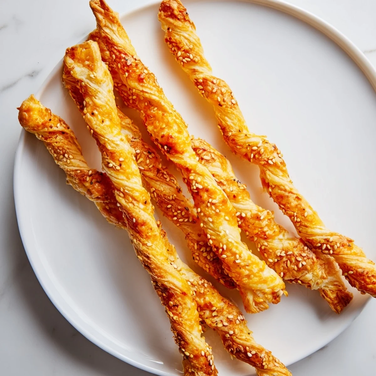 Freshly baked, beautifully twisted Savory Cheese Straws--a flavorful snack with flaky, golden edges.
