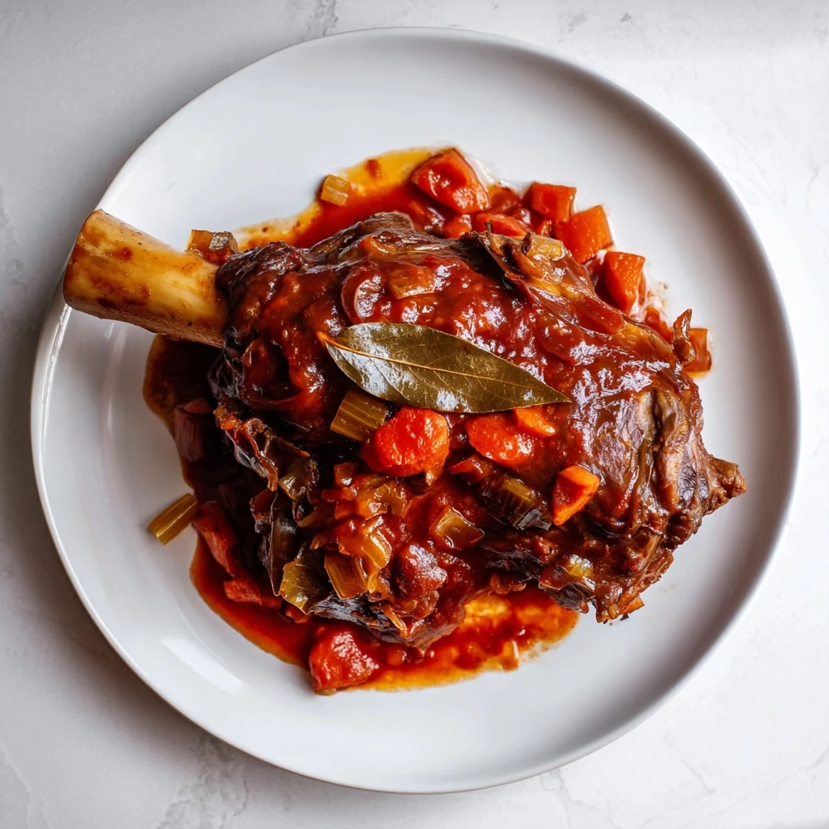 Mouthwatering Slow Cooked Lamb Shanks, glistening and tender, ready for a hearty family dinner.