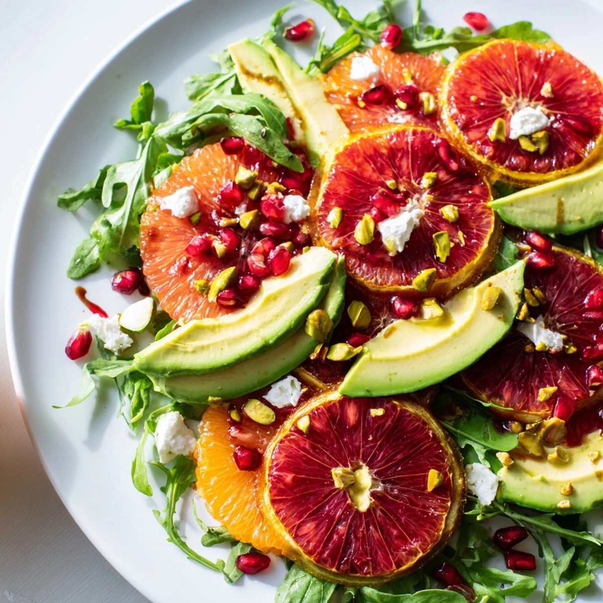 Winter Citrus Salad with pomegranate vinaigrette, showcasing bright oranges, grapefruit, and a beautiful dressing.