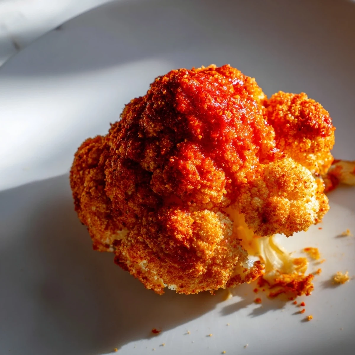 Crispy Air Fryer Buffalo Cauliflower Bites glisten with tangy sauce and fresh celery sticks.