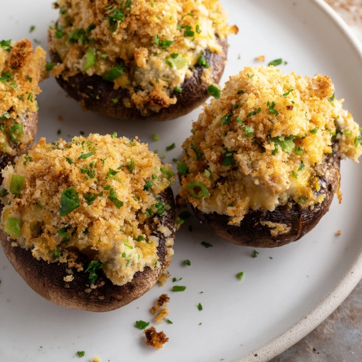 Warm mozzarella popper stuffed mushrooms with smoky paprika and cheddar, arranged on a parchment-lined baking sheet.