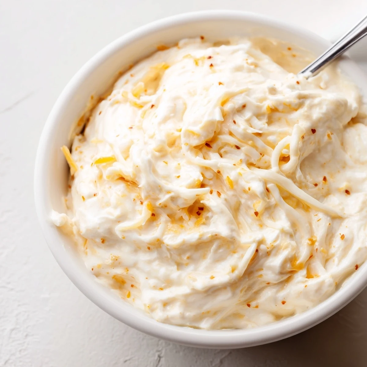 Creamy cheese dip for pretzels served alongside warm soft pretzels on wooden board