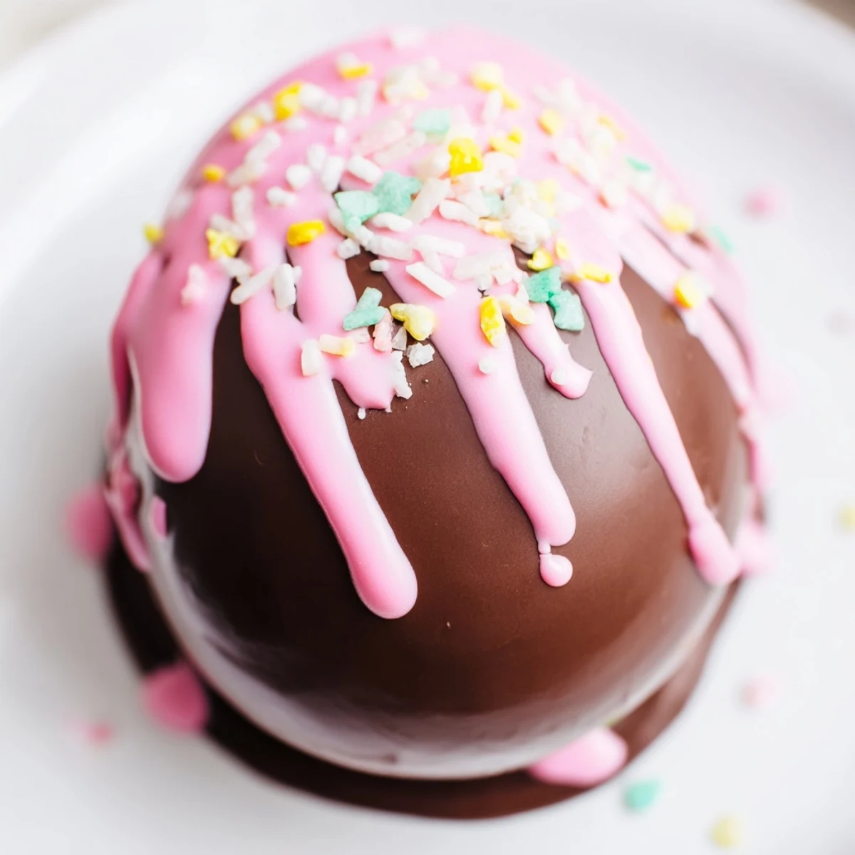 Chocolate dipped Cool Whip Easter Eggs arranged on festive Easter serving platter with spring decorations