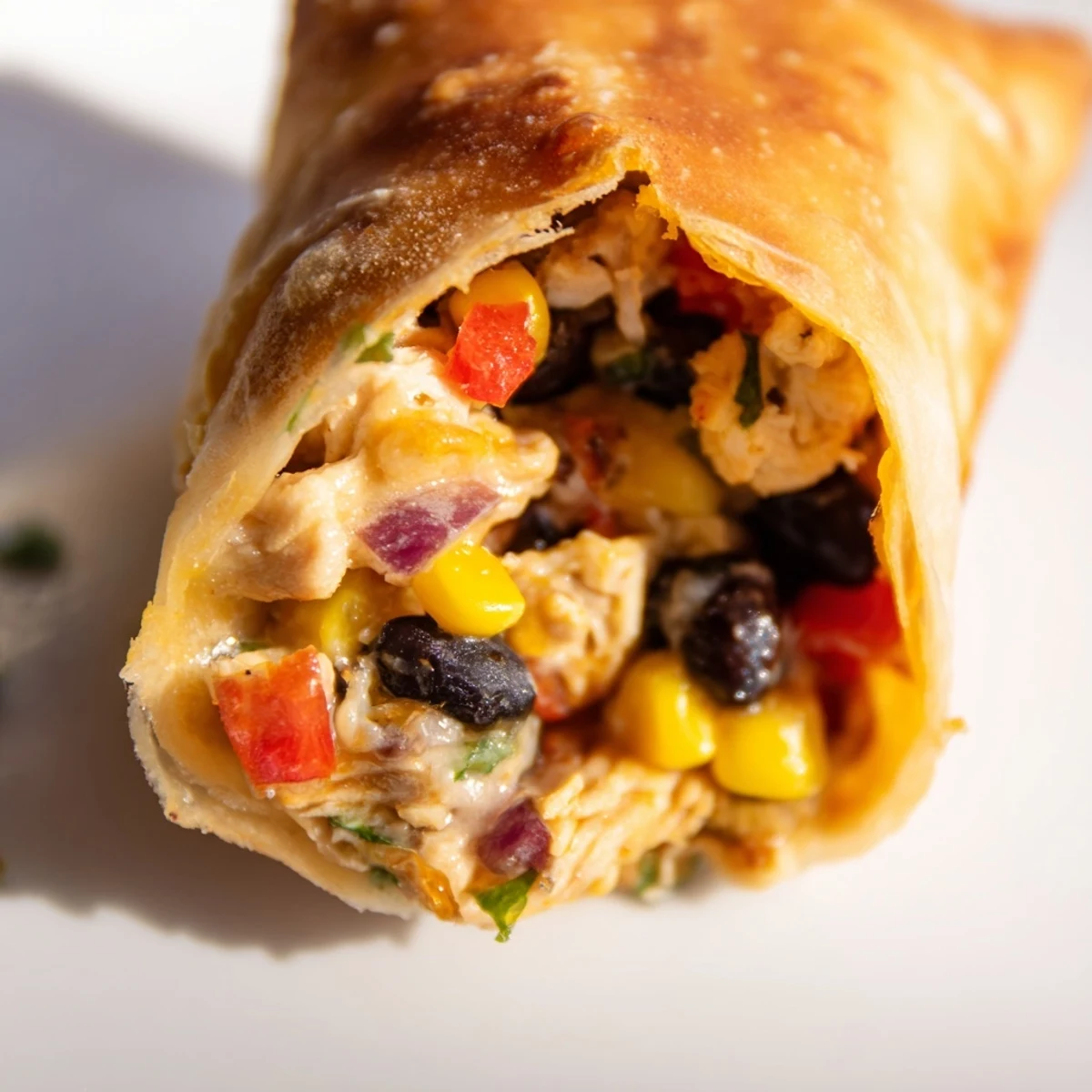 Plate of Southwest egg rolls served with dipping sauce, showcasing their golden crispy exterior