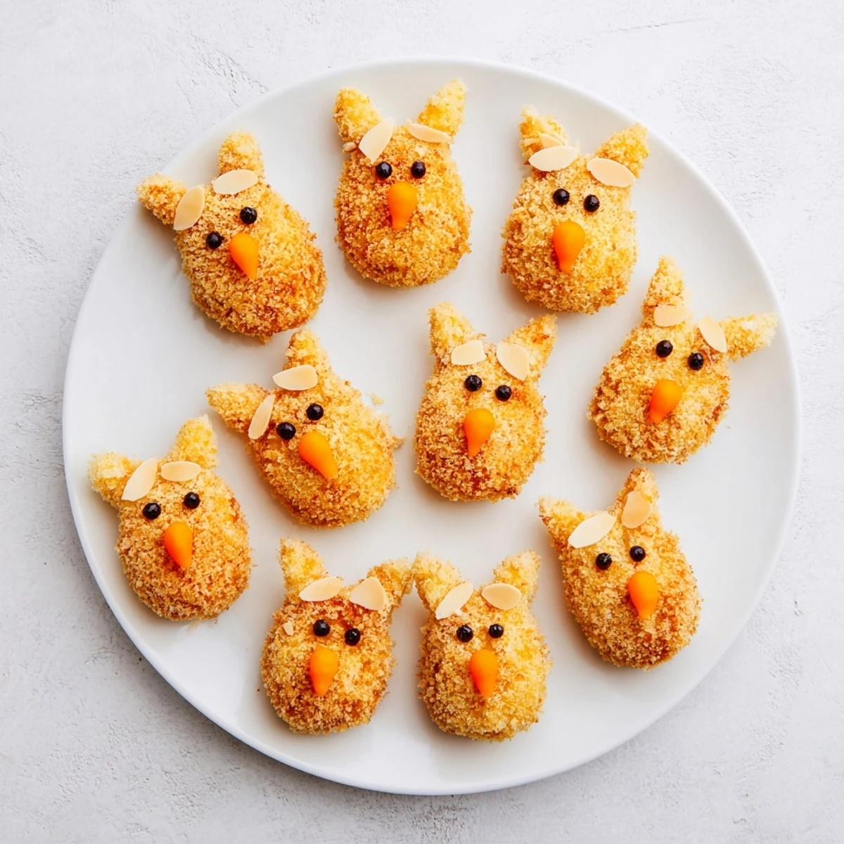 Adorable rabbit-shaped potato croquettes served with herb dipping sauce perfect for Easter brunch or family gathering