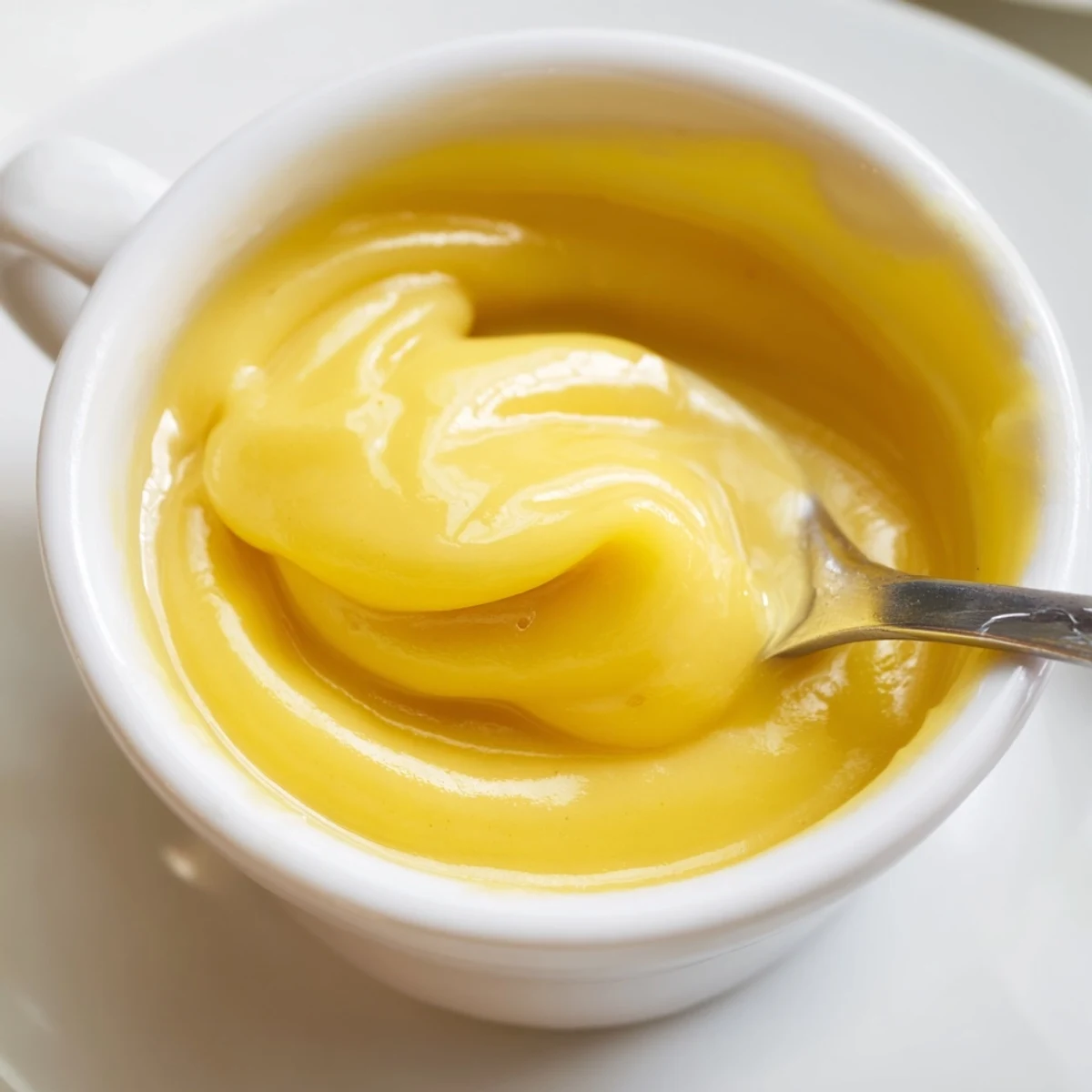 Spoonful of chilled Lemon Curd Recipe atop warm scone, tangy, velvety