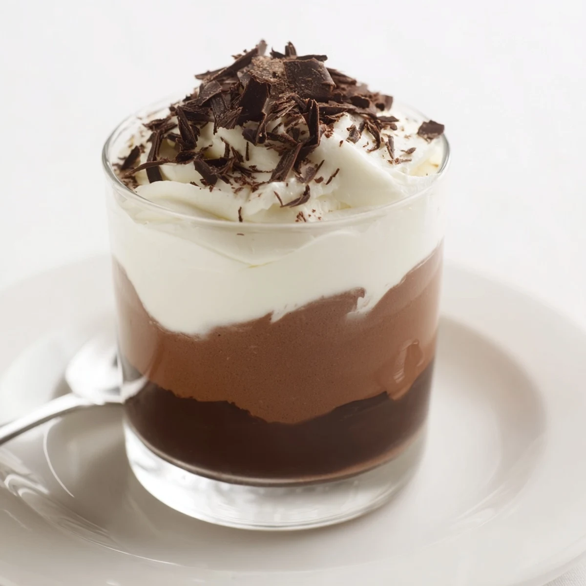 Triple Chocolate Mousse Cups with silky layered dark, milk, and white mousses