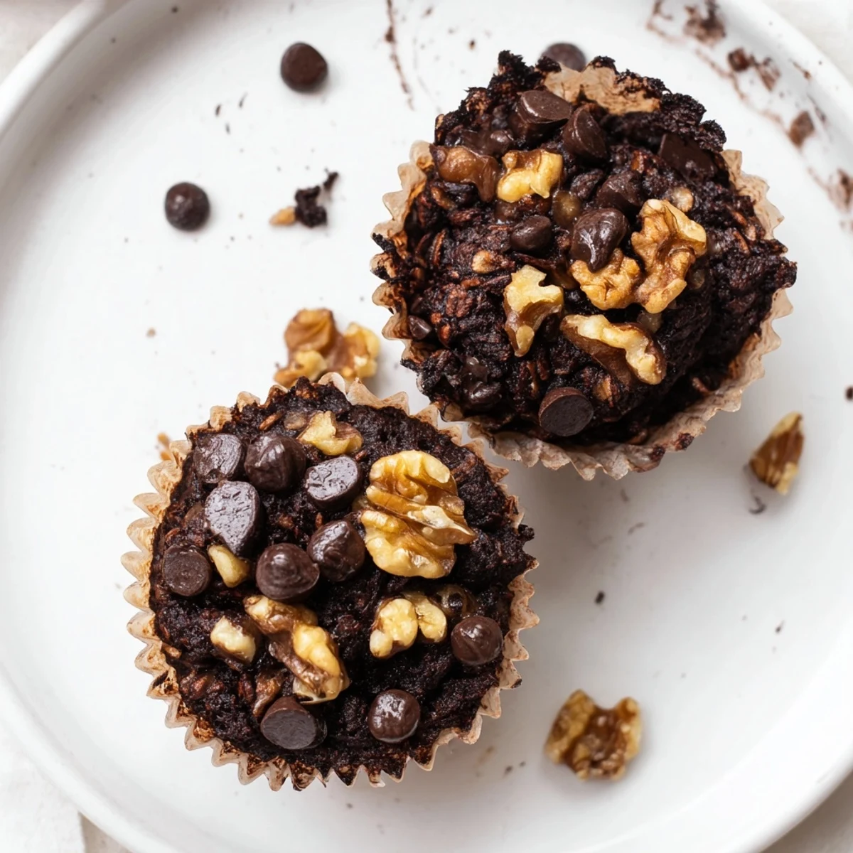 Bite-sized dark chocolate oatmeal cups featuring rich cocoa and wholesome rolled oats