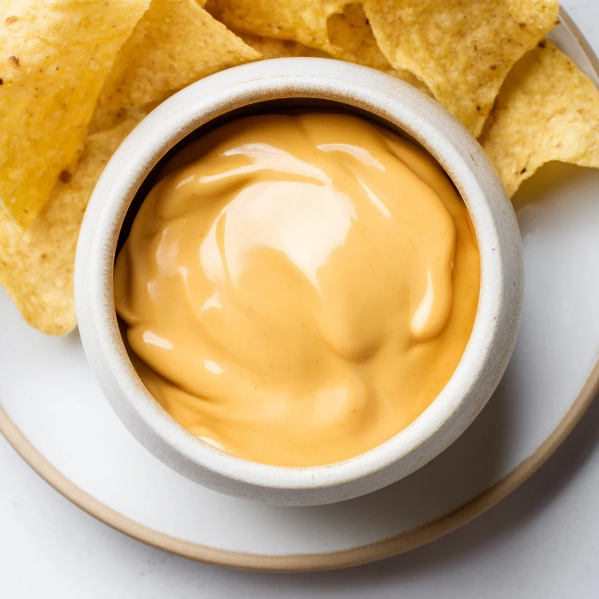 Golden vegan nacho cashew cheese sauce served warm in a bowl beside fresh vegetable crudités