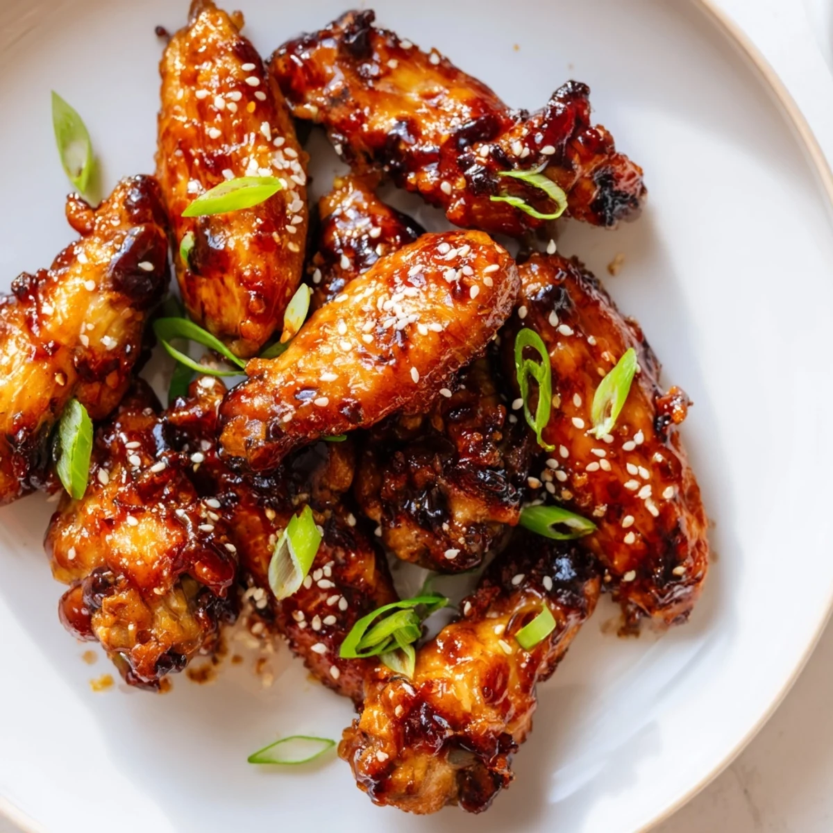 Crisp-skinned Sticky Teriyaki Baked Wings caramelized in oven, plated with steamed rice