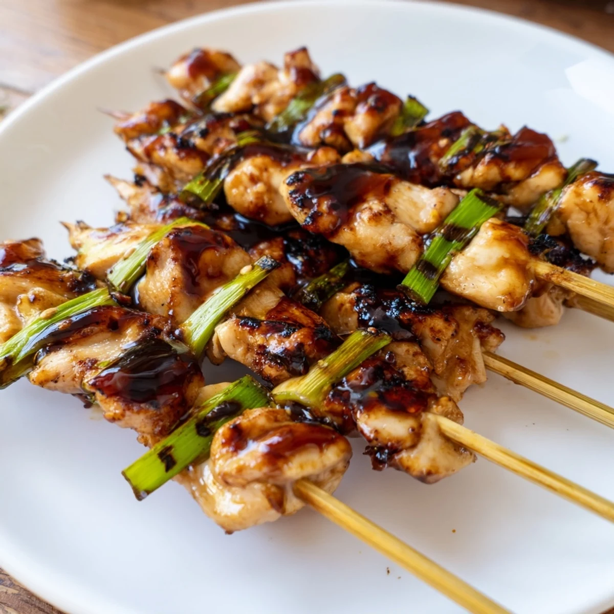 Smoky, tender skewers glazed in tare, Japanese Chicken Yakitori Recipe served