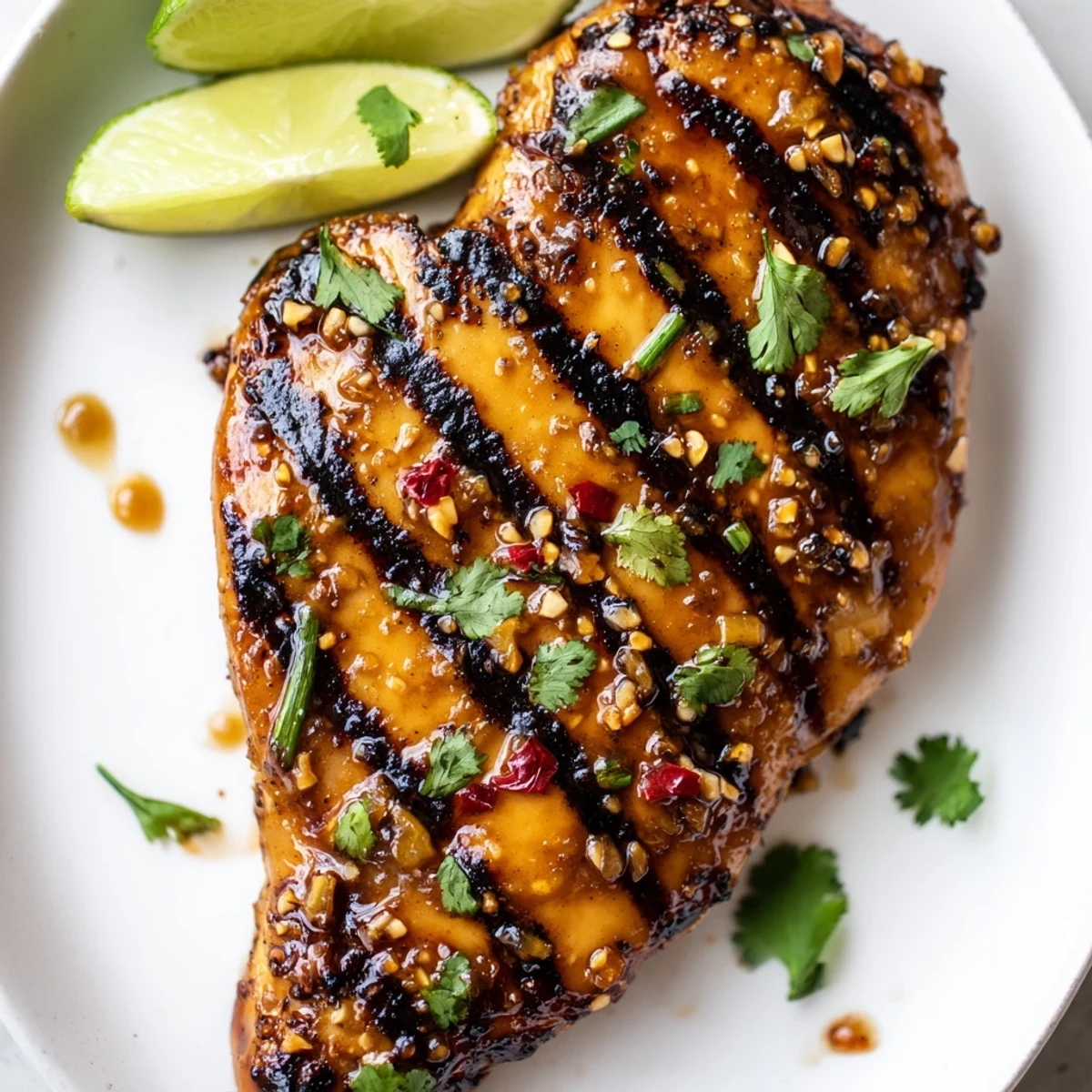 Key West Grilled Chicken With Tropical Citrus Marinade rested, sliced, served beside grilled pineapple