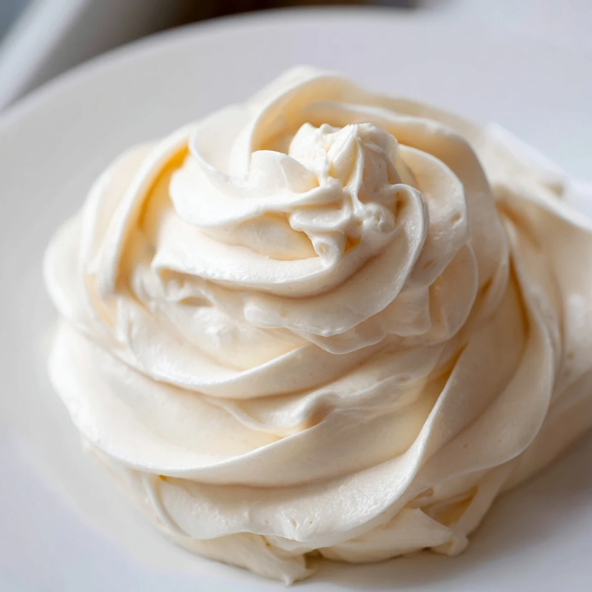Glossy Italian Meringue Buttercream piped into elegant rosettes on chocolate cake