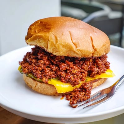 Smash Burger Sloppy Joes smothered in tangy sauce topped with pickles and lettuce