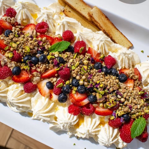 Whipped cream cheese Butter Board Dessert Version with fresh berries; drizzle extra honey.