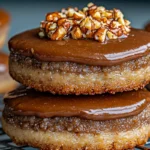 A batch of freshly baked pecan pie cookies, topped with caramelized pecans and golden crusts, arranged on a rustic wooden table