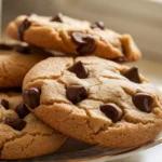 Close-up of freshly baked Betty Crocker cookies with golden-brown edges and melted chocolate chips, served on a white plate in natural lighting